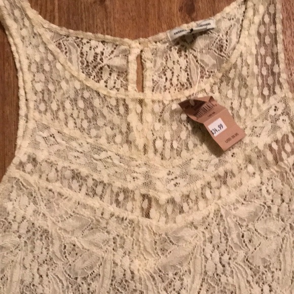 - American Eagle Shirt / Top Cream White Size M - Picture 2 of 4